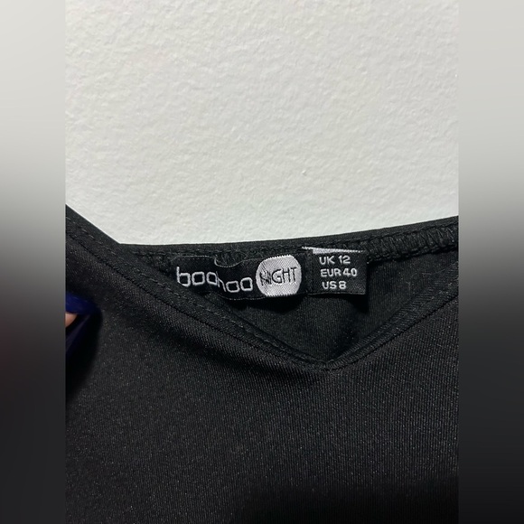 Boohoo night black ruffle hem mini dress - Picture 4 of 13